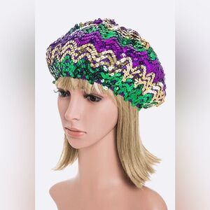 Bling Sequin Mardi Gras Beanie Hat